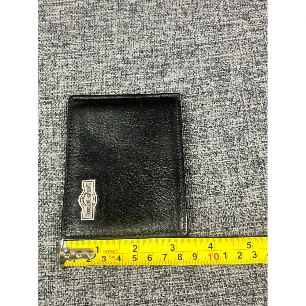 Harley-Davidson Mens Black Leather Bifold Wallet with Money Clip Logo Badge
